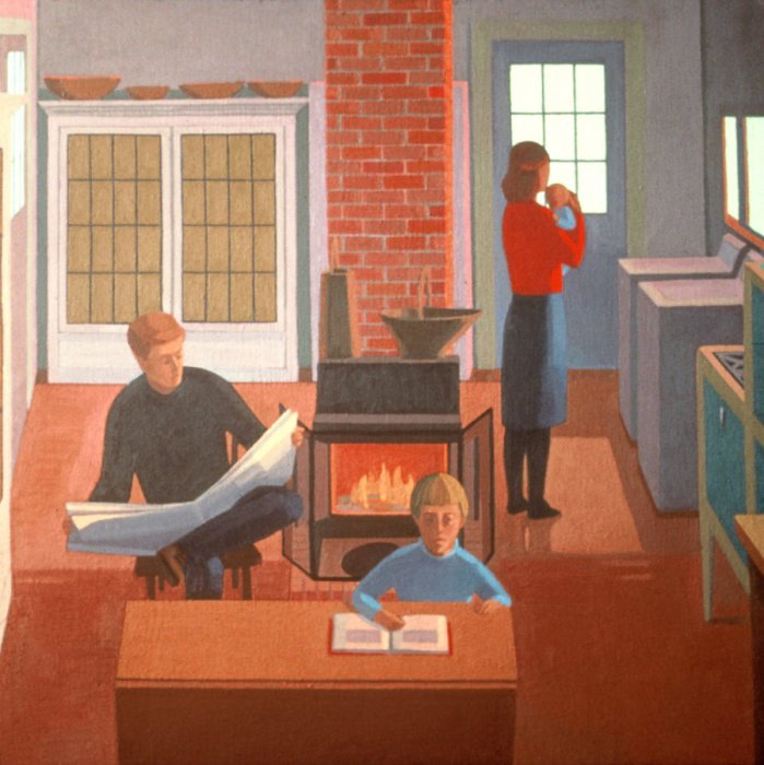 <em>The Hearth at McC,</em> 1991, 24x24 inches, oil on canvas