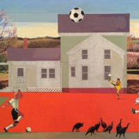 <em>The House on McC,</em> 2015, 16x20 inches, mixed media with matte acrylic on panel