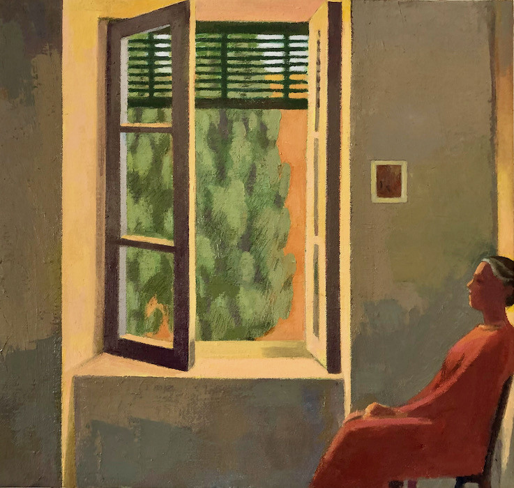 <em>A Room in Rome</em>, 2022, 18x19 inches, oil on canvas