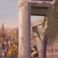 <em>Cairo, Romans,</em> 2010, 13x15 inches, collage with matte acrylic on panel