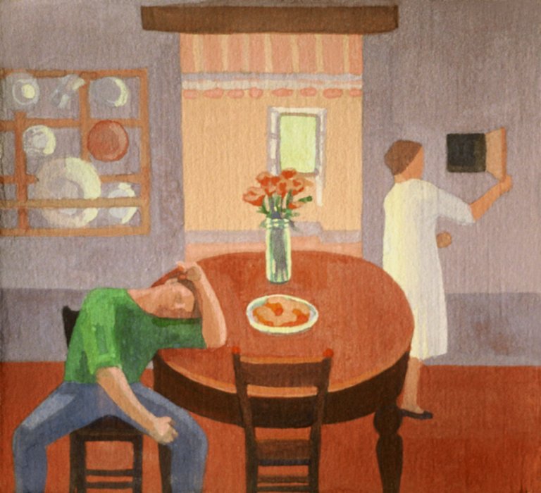 <em>Study for the Kitchen,</em> 1985, 10x10 inches, gouache on paper