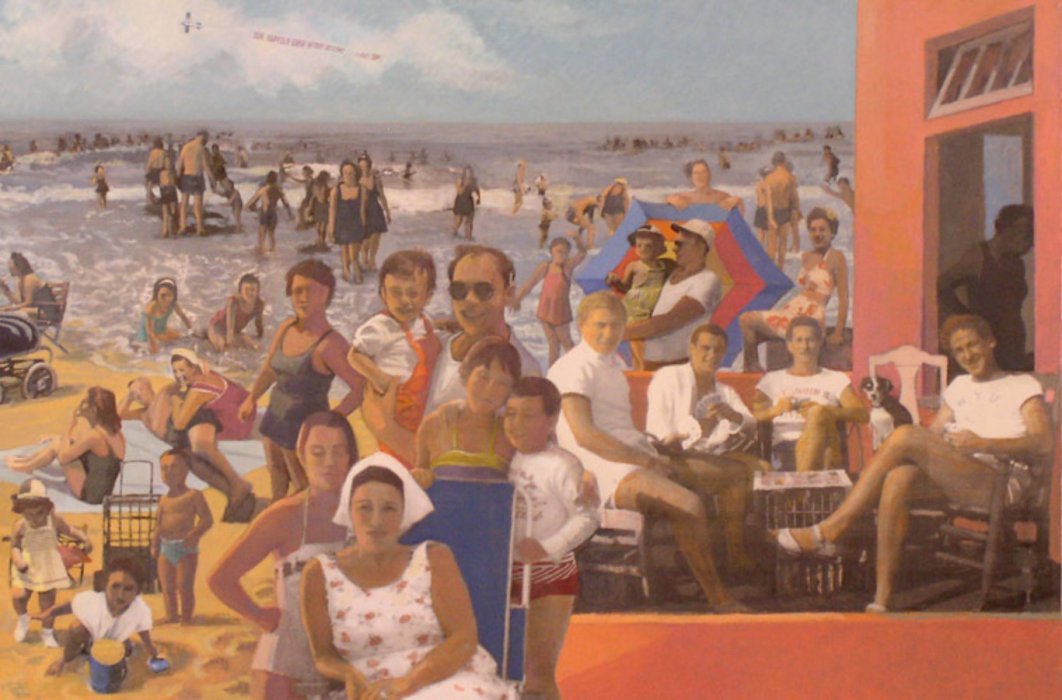 <em>Our Happily Ever Aftere Begins,</em> 2009, 40x60 inches, mixed media with oil on panel