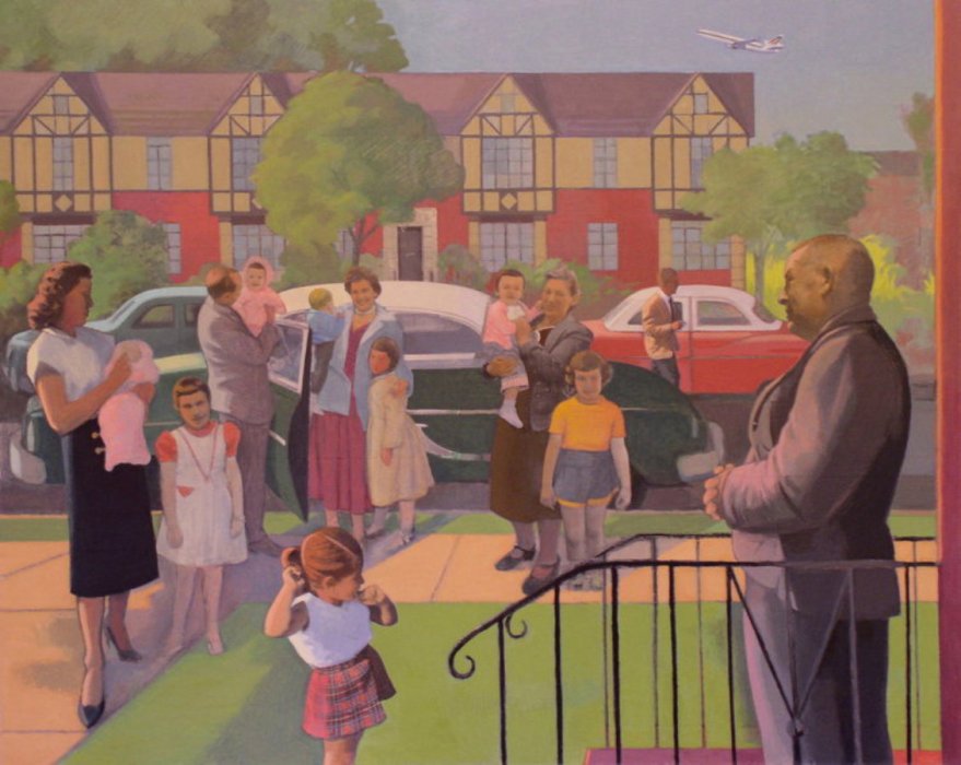 <em>My Family,</em> 2007, 40x50 inches, mixed media with oil on panel