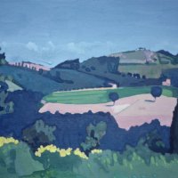 <em>Landscape Nogna,</em> 1983, 5x7 inches, gouache on paper