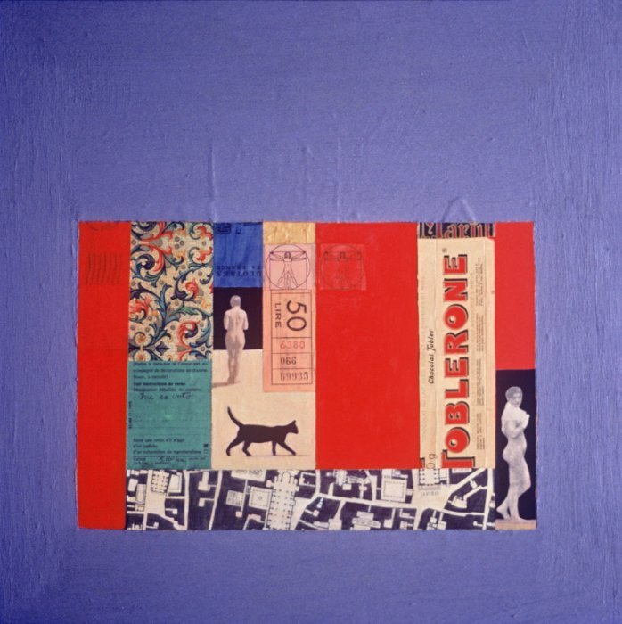 <em>Cityscape,</em> 1978, 15x14 inches, mixed media with oil on board