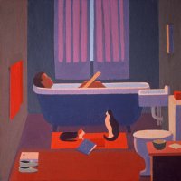 <em>The Bath,</em> 1982, 18x18 inches, oil on canvas
