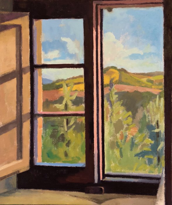 <em>Half Open, Half Closed,</em> 2018, 19x15.5 inches, oil on canvas