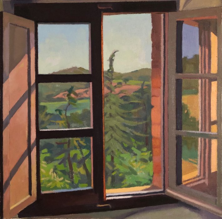 <em>6pm,</em> 2019, 19x19 inches, oil on canvas