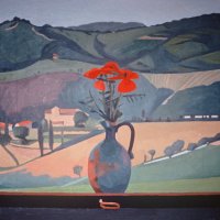 <em>Poppies, View of Olga’s House,</em> 1984, 18x18 inches, oil on canvas